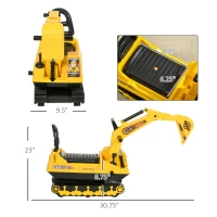 HOMCOM No Power Ride On Excavator Toy Tractors Digger Movable Scooter Walker Pretend Play Toddler Construction Truck Basket Storage For Boys Girls 18-48 Months Yellow Black(m-3)