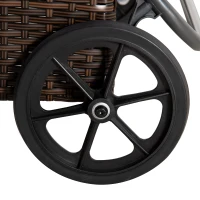 Outsunny Wicker Outdoor Chaise Lounge Chair Set of 3 with Side Table, 5-Level Adjustable Backrest PE Rattan Pool Lounge Chair with Wheels, Cushion & Headrest, Brown and Gray(m-8)