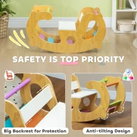 Qaba 2 in 1 Wooden Arch Ladder Baby Rocker for Toddlers 18-48 Months(m-6)