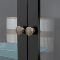 HOMCOM 72" Freestanding Kitchen Pantry Cabinet, Tall Storage Cabinet with Glass Doors, Drawer and Adjustable Shelves for Dining Room, Black(m-9)