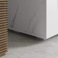 kleankin Bathroom Vanity Under Sink Cabinet, Pedestal Cabinet Storage with Double Doors and Adjustable Shelf, White Marbling(m-9)