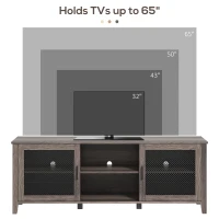 HOMCOM Industrial TV Cabinet Stand for TVs up to 65", Entertainment Center with Mesh Doors and  Shelves for Living Room, Brown(m-7)