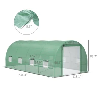 Outsunny Steel Frame Walk-In Tunnel Greenhouse Garden Warm House Large Hot House Kit with Windows & Door, 19' x 10' x 7', Green(m-3)