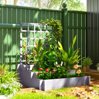 Outsunny Wooden Elevated Planter Box with Trellis for Climbing Plants, 3 Tier Raised Garden Bed for Garden, Outdoor, Grey(m-8)