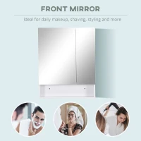 kleankin Wall Mounted Bathroom Medicine Cabinet with Mirror and Adjustable Shelves, White(m-7)
