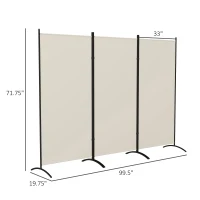 HOMCOM 6' 3 Panel Room Divider, Indoor Privacy Screen for Home, Light Gray(m-3)