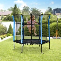 Soozier 63" Kids Trampoline Mini Indoor Bouncer Jumper with Enclosure Net Elastic Thick Padded Pole Gift for Child Toddler Age 3-10 Years Old Blue(m-8)
