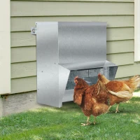 PawHut Automatic Chicken Feeder, No-Waste Poultry Feeder with Protective Lid for up to 4 Chickens, Holds 13 L of Feed(m-10)