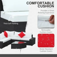 Outdoor Wicker Sectional Sofa Set - Cushioned Patio Set with Quarter Round Coffee Table(m-6)