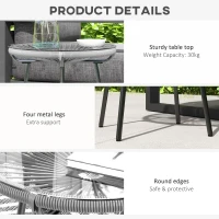 Outsunny Rattan Side Table, Round Outdoor Table, with Round PE Rattan and Tempered Glass Table Top for Patio, Garden, Grey(m-6)