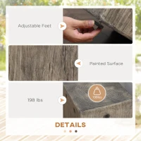 HOMCOM Concrete End Table Rustic Side Table with Wood Grain Finish for Indoors and Outdoors Gray(m-6)