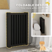 PawHut 4 Panel Free Standing Wooden Pet Gate with Open Door Black(m-6)