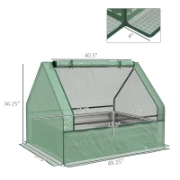 Outsunny Raised Garden Bed, Outdoor Metal Planter Box with Mini Greenhouse, Green and Silver(m-3)
