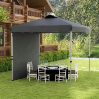 Outsunny 8 x 8 Pop Up Canopy with 1 Sidewall, Carry Bag and 4 Sand Bags, Height Adjustable Instant Sun Shelter, Dark Grey(m-1)