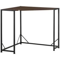 HOMCOM Space-Saving Corner Desk, Small Computer Desk with Metal Frame, Writing Desk for Home Office, Small Spaces, Dark Walnut(m-11)