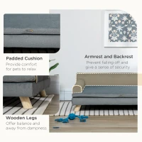 PawHut Dog Bed, Large Dog Couch with Washable Cover, Wooden Legs, Elevated Fancy Foam Pet Sofa for Medium & Large Breeds, Gray(m-6)