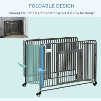 PawHut Foldable Heavy Duty Dog Cage, Chew Proof Dog Crate on Wheels, Portable Dog Crate Kennel with Removable Tray, Large and Medium Pups, 43"(m-5)