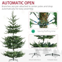 HOMCOM 9 Foot Artificial Christmas Tree, Nordic Pine Hinged Xmas Tree with 1939 Realistic Branches, Wide Steel Base, Auto Open, Green(m-6)