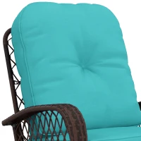 Outsunny Outdoor Wicker Rattan Rocking Chair Patio Rocker with Thick Cushions for Garden Backyard Porch, Turquoise(m-8)