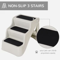 PawHut Pet Stairs Dogs and Cats Folding Ladder Puppy Portable 3 Steps Home Travel Using Cream(m-4)