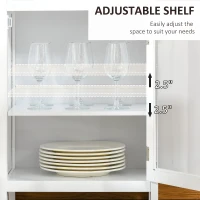 HOMCOM Wine Cabinet with 4 Bottle Wine Rack, Open Shelf, Acrylic Door Cabinet with Adjustable Shelf, White(m-5)