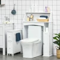 kleankin Over The Toilet Storage, Bathroom Organizer with Adjustable Inner Shelf, and Door Cabinet, White(m-2)