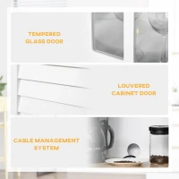 HOMCOM Coastal Style Kitchen Buffet and Hutch Wooden Storage Cupboard with Framed Glass Door LouveredCabinet  Drawers Microwave Space for Dining Room  Living Room  White(m-7)