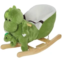 Qaba Rocking Horse, Ride on Dinosaur w/ Seat Belt, 32 Songs & Hand Puppet for 18-36 Months, Green(m-1)