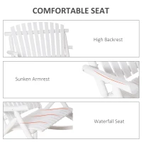 Outsunny Outdoor Wooden Rocking Chair, Double-Person Rustic Adirondack Rocker with Slatted Seat, High Backrest, Armrests for Patio, Garden and Porch, White(m-5)
