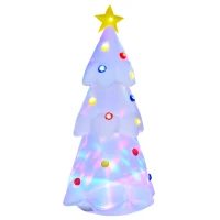 HOMCOM 8 FT Tall Lighted Inflatable Christmas Tree with Star and Multicolor Decorations Blow up Decor Home Indoors with 9 Built-in LED Lights Outdoor Toys in Yard Lawn Garden White(m-11)