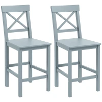 HOMCOM Counter Height Stools Set of 2, Farmhouse Bar Stools with Backs, Solid Wood Counter Stools for Kitchen Island(m-11)