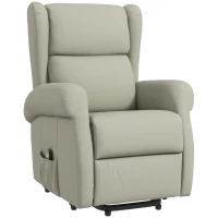 HOMCOM Wingback Lift Chair for Elderly, Power Chair Recliner with Footrest, Remote Control, Side Pockets, Cream White(m-2)