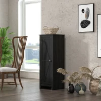 HOMCOM 48" Farmhouse Kitchen Pantry Storage Cabinet with Barn Door, Kitchen Pantry Cabinet with Adjustable Shelves, Black(m-1)