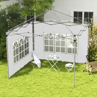 Outsunny Side Panels, Sidewalls Replacement with Window for 9.8' x 9.8' or 9.8' x 13.1' Pop Up Canopy, 2 Pack, White(m-1)