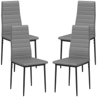 HOMCOM Modern Dining Chairs, Set of 4, High Back PU leather Upholstery and Metal Legs for the Living Room, Kitchen, Home Office, Grey(m-11)