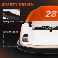 Qaba 12V Bumper Car for Toddlers, Ride On Car with 360 Degree Remote Control, Lights Music Horn, for 1.5-5 Years, Orange(m-7)