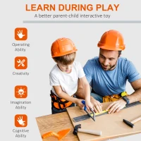 Qaba 68 Pcs Kids Tool Bench, Foldable Pretend Workbench Toy Tool Set, Power Tools Workshop with Electric Drill for Toddler 3 to 6 Years Old(m-4)