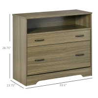 Vinsetto Lateral File Cabinet with Shelf, 2 Drawer Filing Cabinet for Letter Sized Papers, Print Stand, Charcoal Grey(m-3)