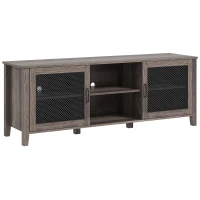 HOMCOM Industrial TV Cabinet Stand for TVs up to 65", Entertainment Center with Mesh Doors and  Shelves for Living Room, Brown(m-11)