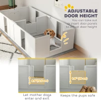 PawHut Whelping Box for Dogs and Puppies, Dog Birth Supplies Indoor w/ Adjustable Height Doors, for Medium Sized Dogs(m-4)