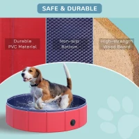 PawHut Foldable Pet Swimming Pool, Portable Dog Bathing Tub, 12" x 63" Plastic Large Dog Pool for Outdoor Dogs and Cats(m-6)