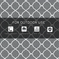 Outsunny Waterproof  Outdoor Rug, 6' x 9' RV Rug Reversible Mat for Backyard, Deck, Picnic, Beach, Camping, Grey & White Net(m-6)