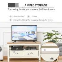 HOMCOM Corner TV Stand Up To 50", Entertainment Center TV Console Table with Drawers and Open Storage Compartment for Living Room, White(m-6)