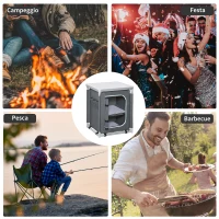 Outsunny Camping Kitchen Station, Aluminum Camping Table Cook Cupboard with 2-Shelf and Carrying Bag for BBQ Party Picnics, Grey(m-9)