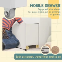 Qaba Kids Bookshelf with 3 Tier Display Shelves, Drawer for Nursery, White(m-6)