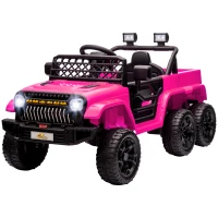 Qaba 12V 4WD/2WD Kids Electric Car w/ Remote Control, Spring Suspension, Back Trailer, Light, Music, Soft Start, Pink(m-2)
