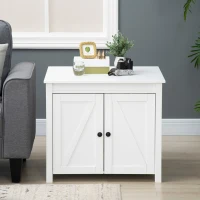 PawHut Cat Litter Box Enclosure with Openable Top, Cat Washroom Storage Side Table with Double Doors, Zinc Alloy Handles, for Indoor Use, White(m-9)