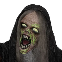 HOMCOM 6' Life Size Decoration Animatronic Green Big-mouth Monster Outdoor Halloween, Sound and Motion Activated(m-9)