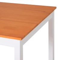 HOMCOM Dining Table Set for 4, 5 Piece Pine Wood Kitchen Table with High Back Chairs, Rectangular Table and 4 Armless Chair, White and Natural Wood(m-10)