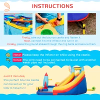 Outsunny 5-in-1 Inflatable Water Slide, Rocket Themed Kids Bounce House with Slide, Pool, Water Cannon, Hoop, Climbing Wall Includes Carry Bag, Repair Patches, without Air Blower(m-5)